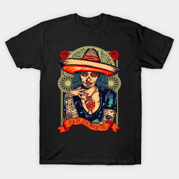 Dia De Los Muertos Mexican Sugar Skull Day of the Dead T-Shirt by FilsonDesigns